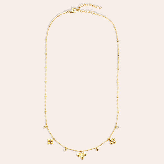Elegante Bee & Flower Halskette – ein charmantes Design mit Biene und Blumenmotiven.