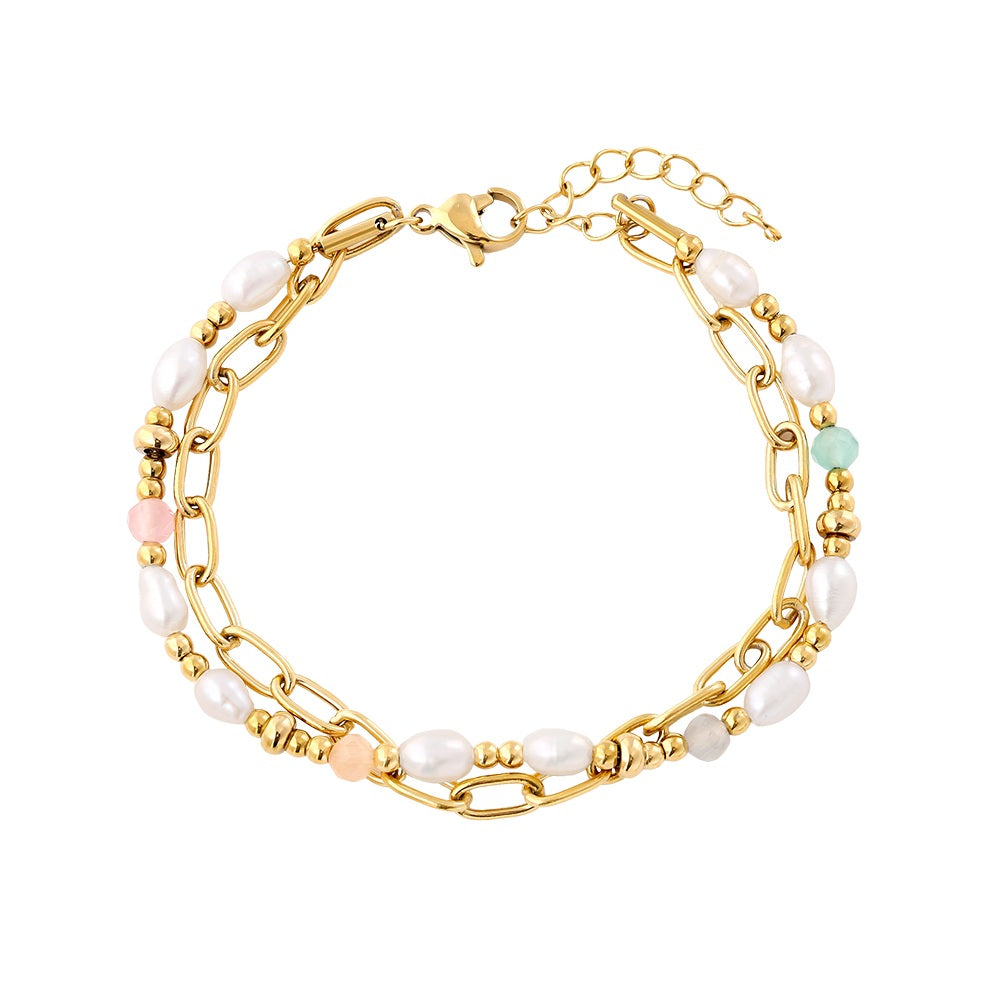 Armband mit Kette und Perlen