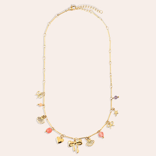 Stilvolle Charms Halskette mit mehreren zarten Anhängern