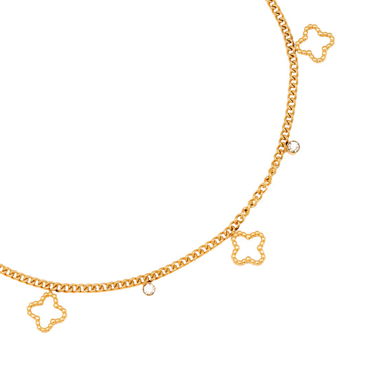 Fußkette im Clover Stil – zartes Kleeblatt-Design