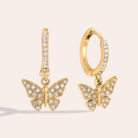 Schimmernde Schmetterlings-Ohrstecker im Diamant-Look für Damen