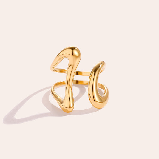 zweilagiger Hollow Ring mit glänzendem Finish