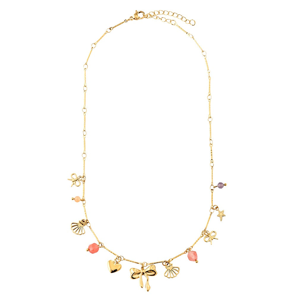 Elegante Sweet Charms Halskette mit filigranen Anhängern