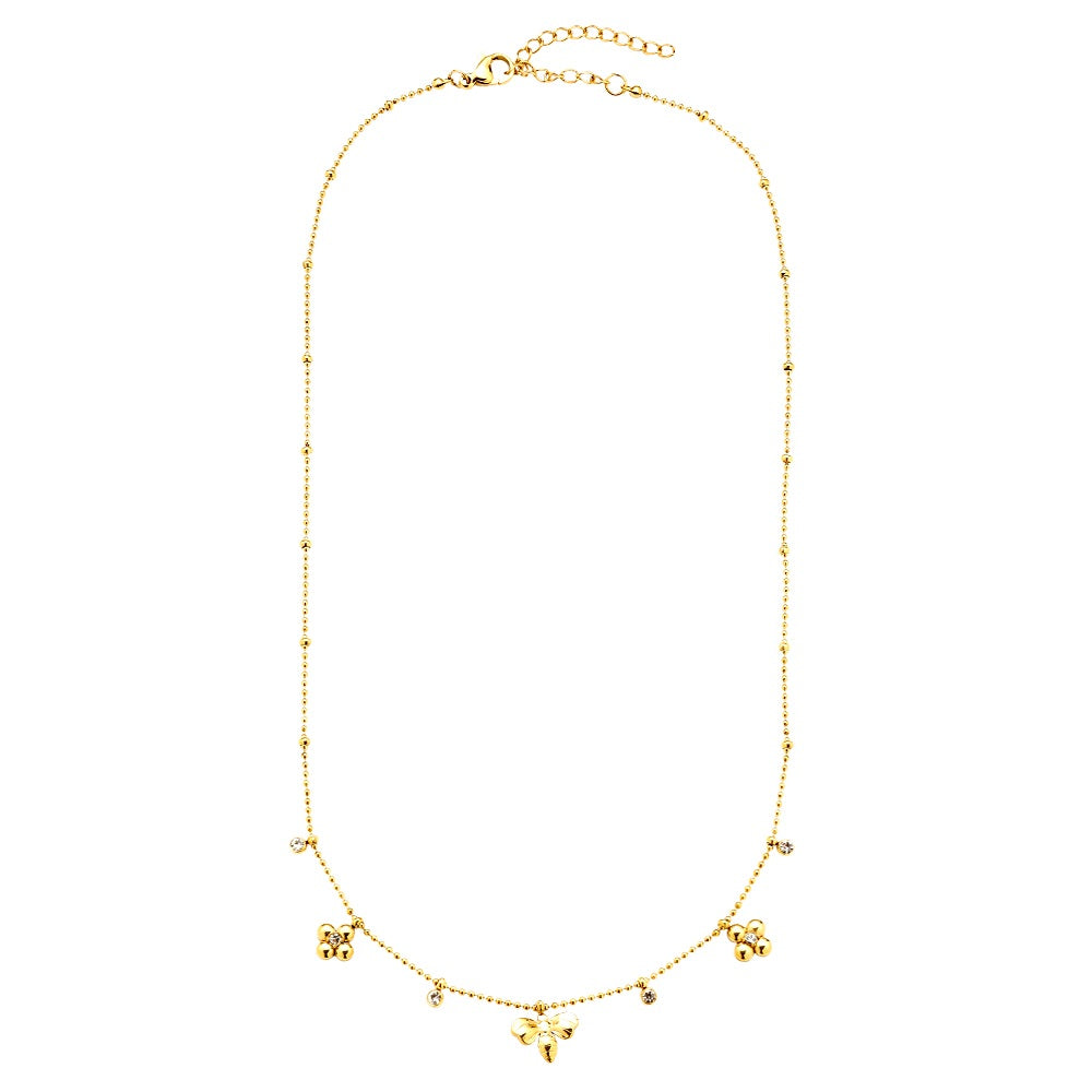 Zarte Bee & Flower Halskette mit einer Biene und Blüten für einen frischen Look.
