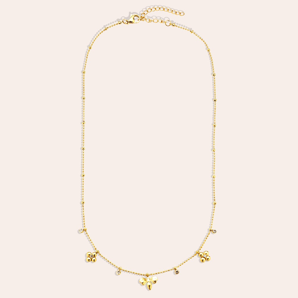 Elegante Bee & Flower Halskette – ein charmantes Design mit Biene und Blumenmotiven.