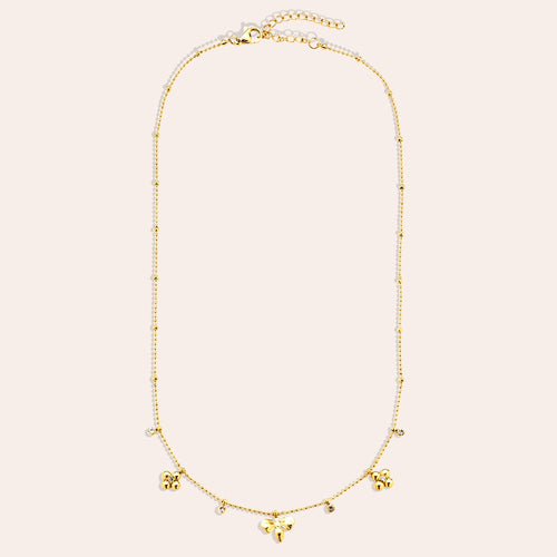 Elegante Bee & Flower Halskette – ein charmantes Design mit Biene und Blumenmotiven.