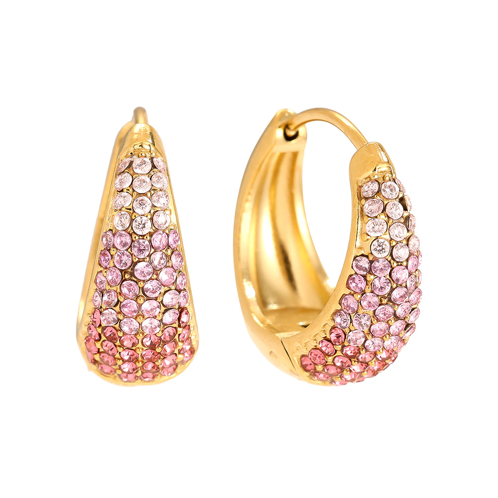 Elegante Diamond Oval Ohrringe mit glänzender Oberfläche im Creolen-Stil