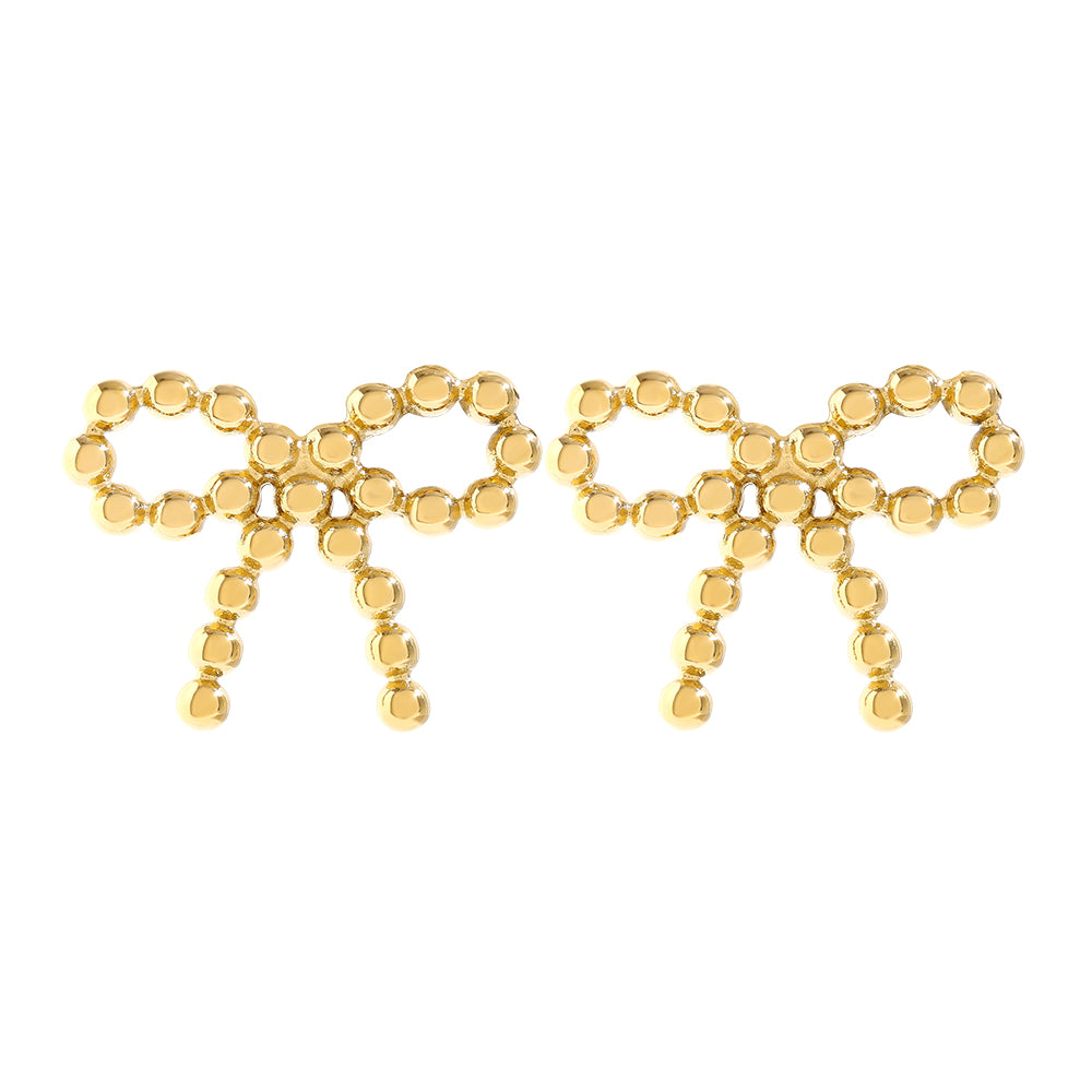 Elegante Gepunktete Bowtie Ohrstecker – modernes Design mit Schleifen- und Punkten-Motiv.
