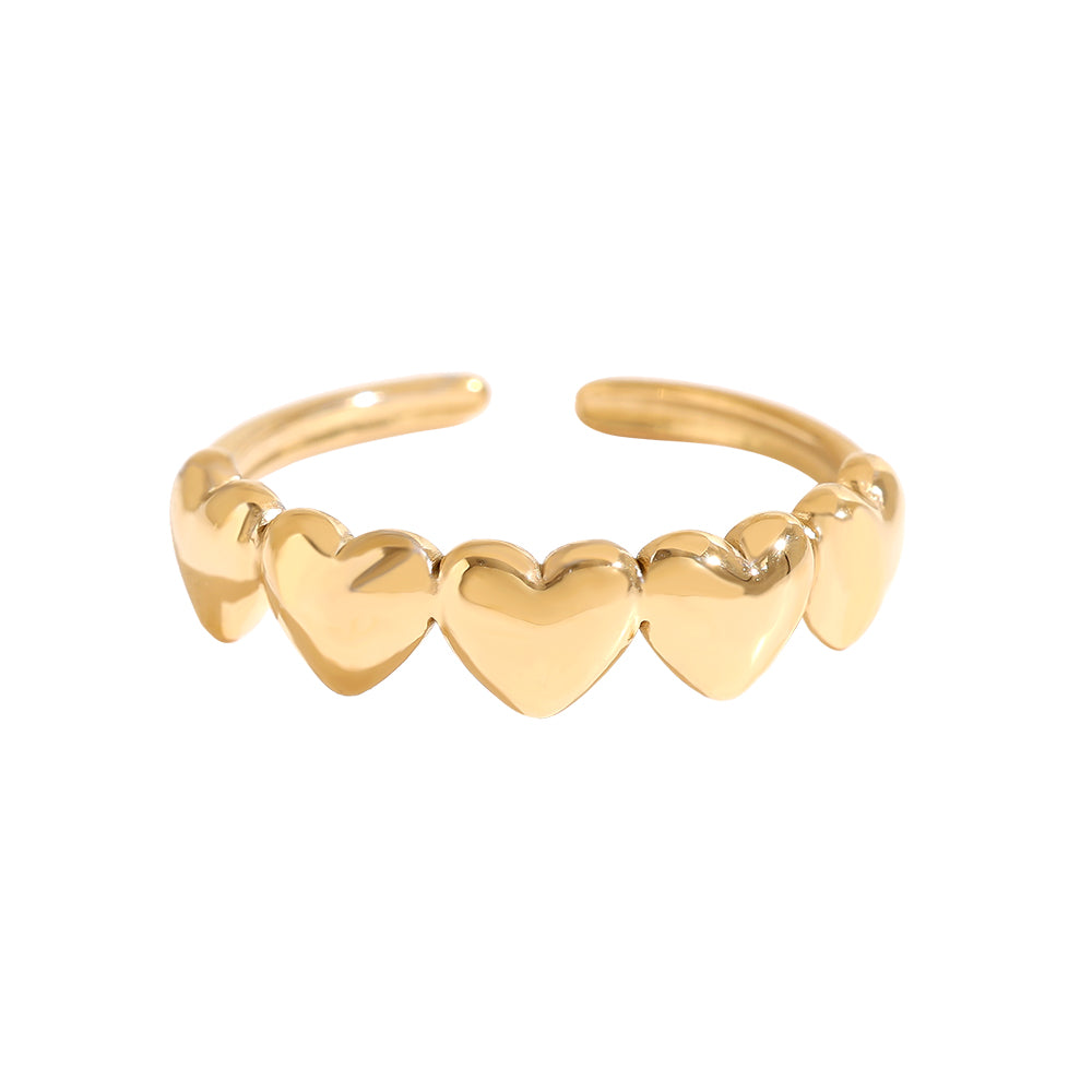 Eleganter Five Hearts Ring – modernes Design mit fünf Herzmotiven.