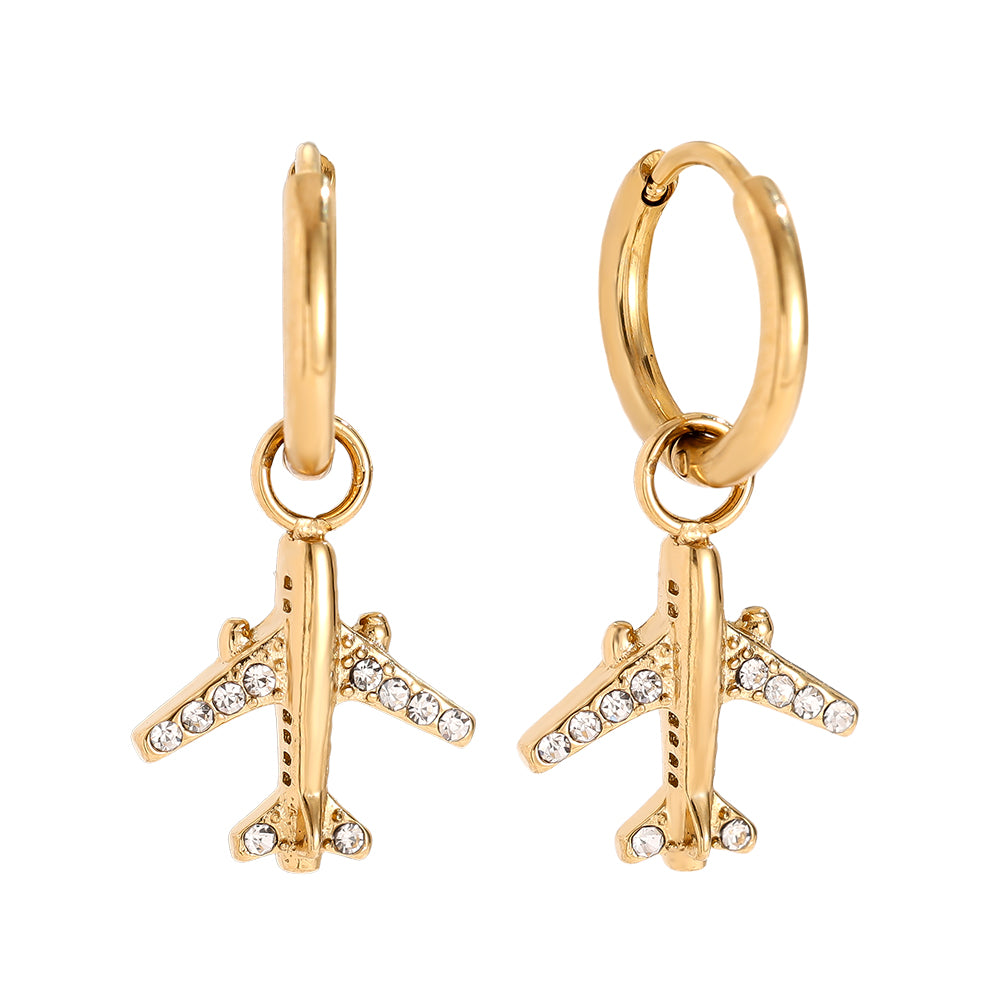 Ohrringe mit Flugzeug-Anhänger – moderner Schmuck für Reiselustige