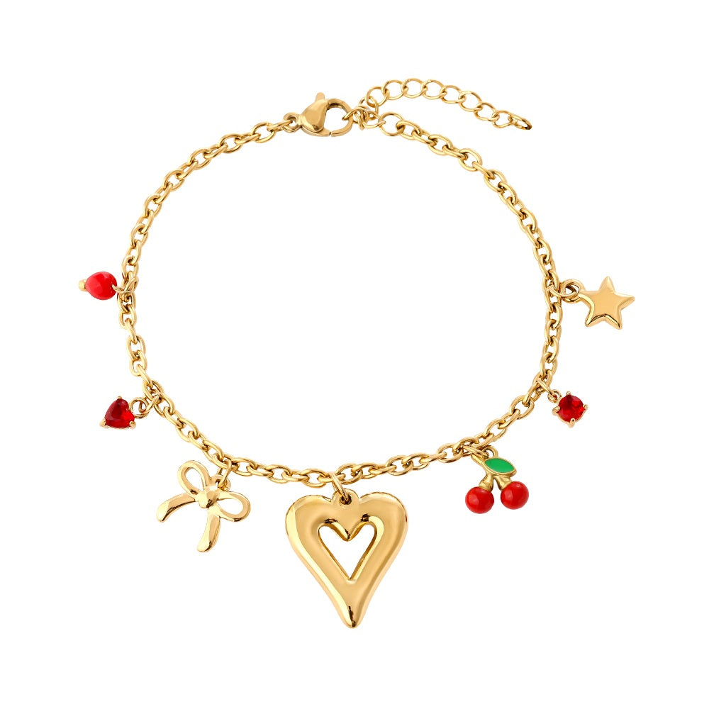 Elegantes Garnet Heart Armband – stilvolles Design mit Herzanhänger.