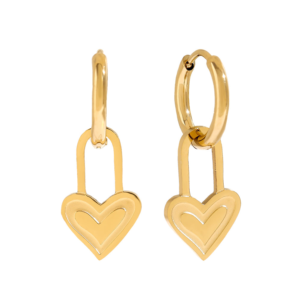 Elegante Heart Lock Ohrringe – stilvolles Design mit Herzschloss-Motiv für einen romantischen Look.