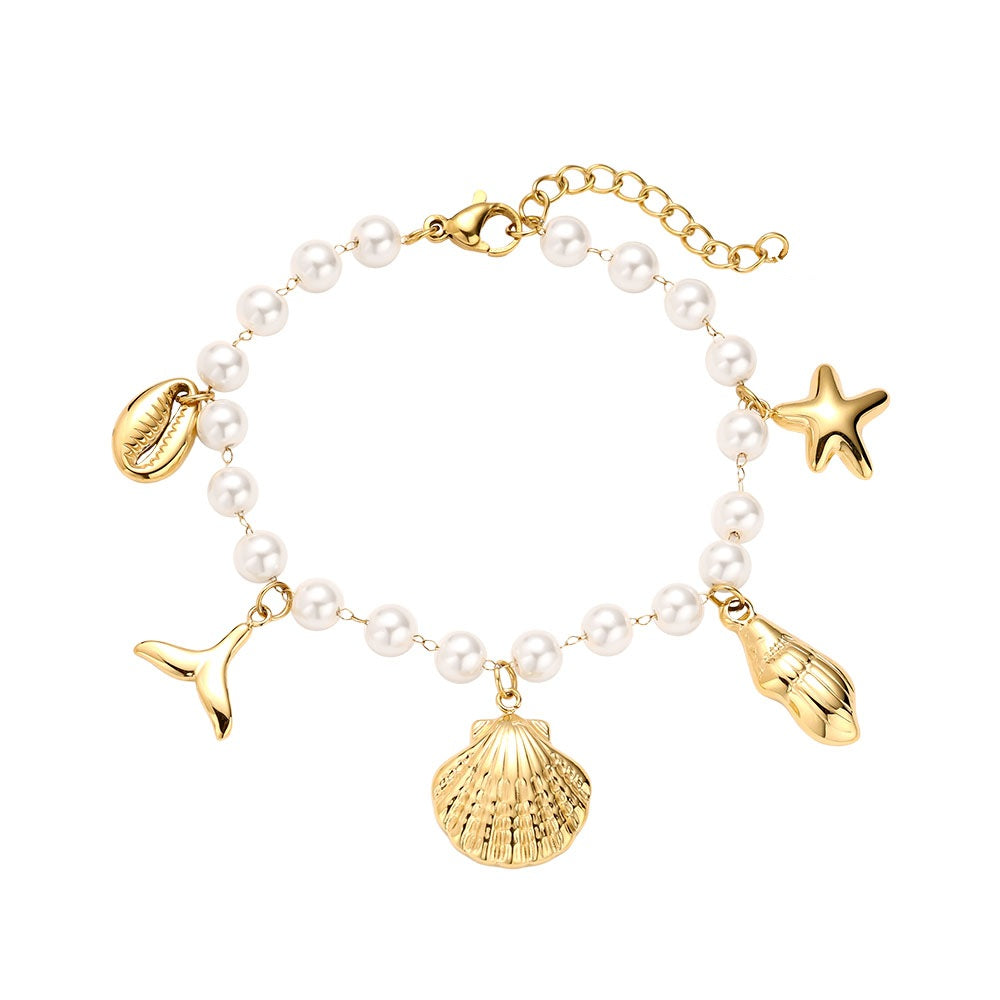 Ocean Pearl Chain Armband mit eleganten Perlen ideal für stilvolle Outfits.