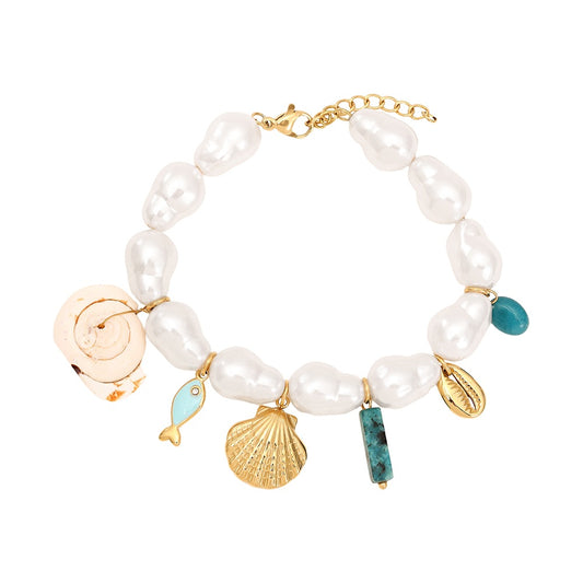 Sea Life and Pearl Armband mit maritimen Anhängern und zarter Perle – stilvoller Schmuck mit Meeresflair