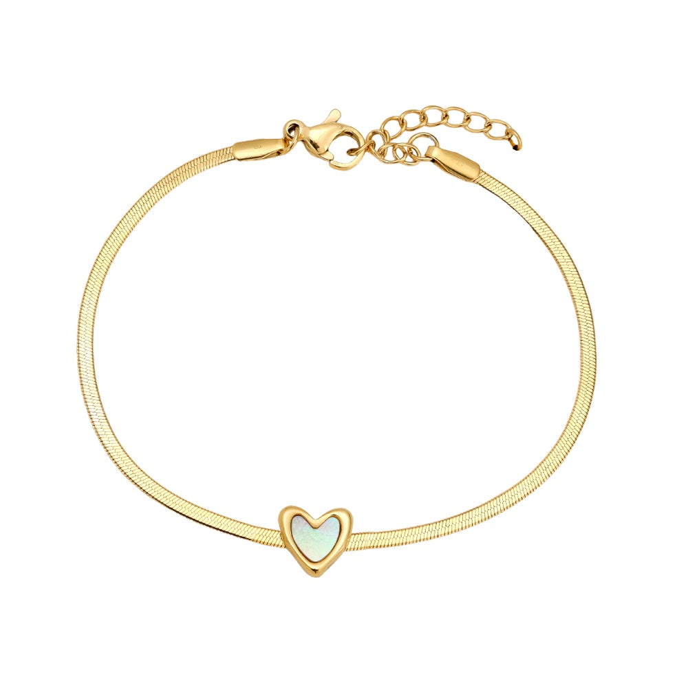 Shell Heart Snake Armband – eleganter Armschmuck mit Herz-Detail