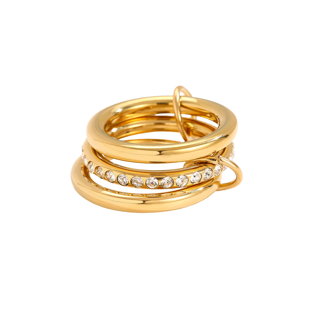 Trendy 3er Ring – modischer Ring mit drei verbundenen Ringen